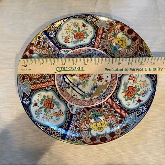 Japanese Imari Ware Porcelain Ceramic Plate Floral Design Collectible -Vtg! - Picture 12 of 17